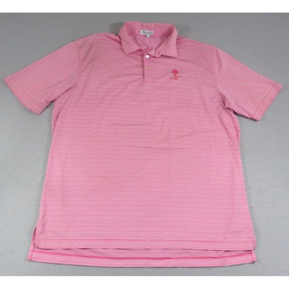 Peter Millar Polo Shirt Mens XL Pink Striped Summer Comfort Golf Stretch